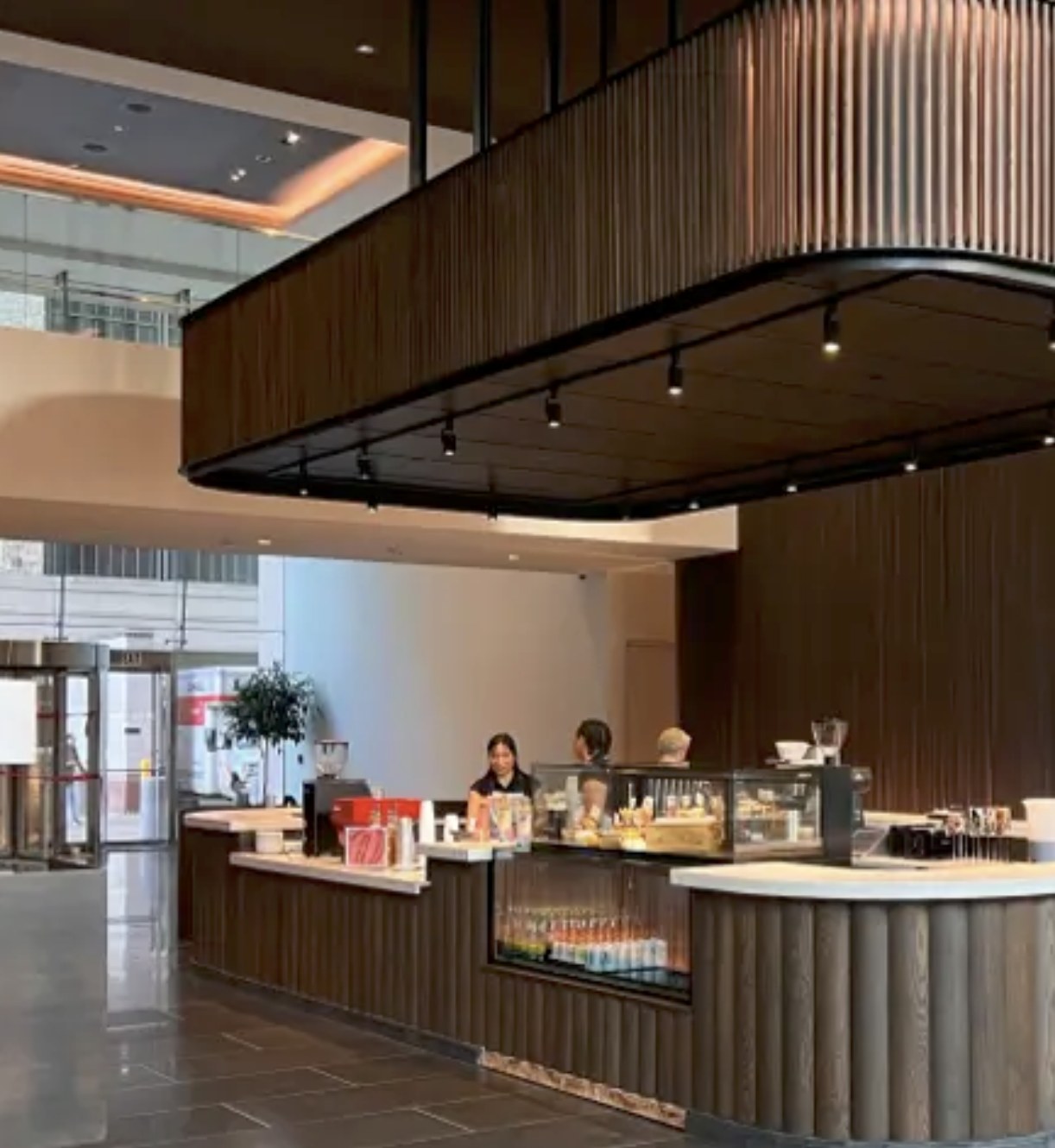 The 100 Congress lobby counter at Patika Coffee