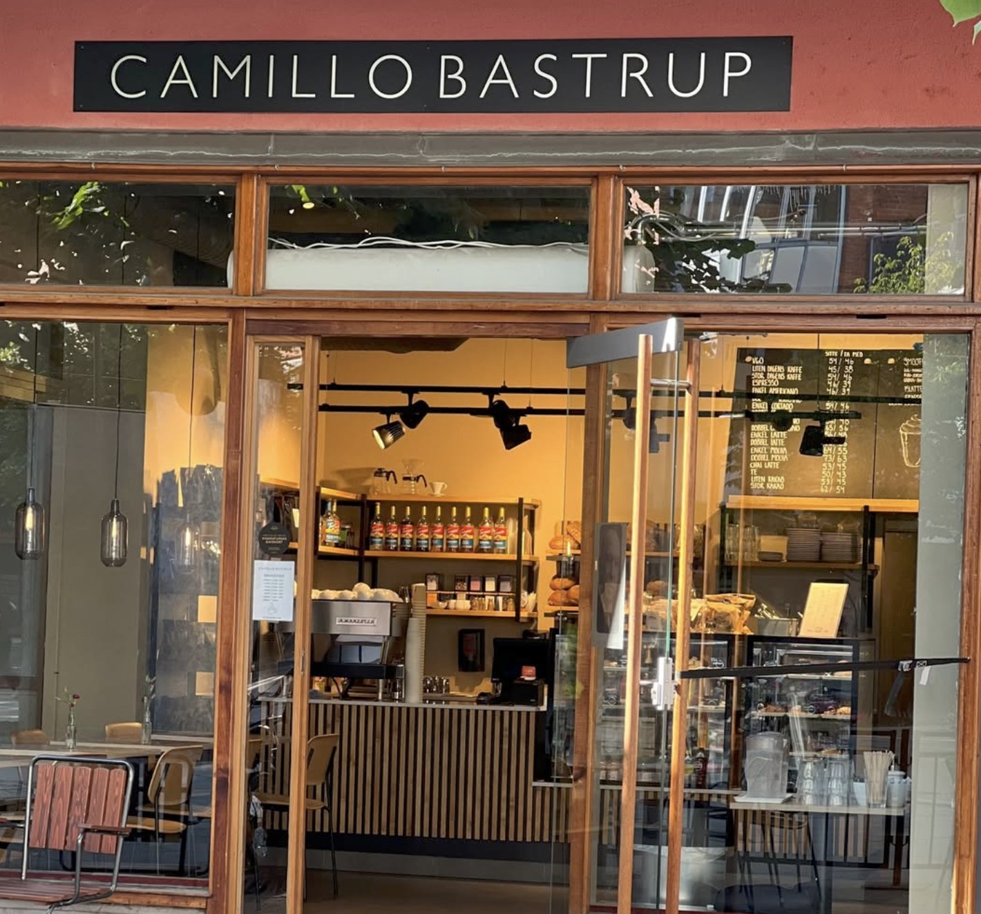 The storefront and espresso bar at Camillo Bastrup