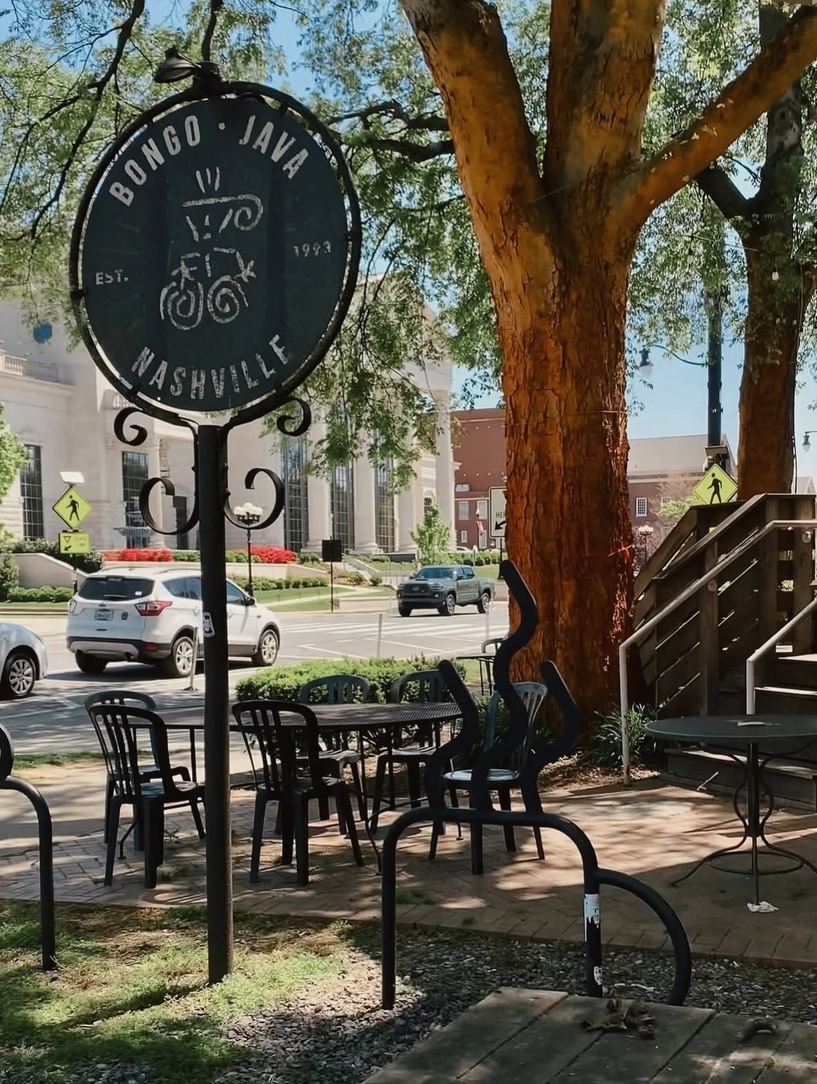 The outdoor Bongo Java Nashville sign marked Est 1993